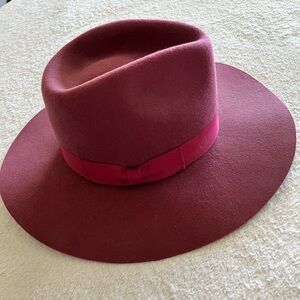 Urban Outfitters Rasberry Wide-Brim Fedora Hat